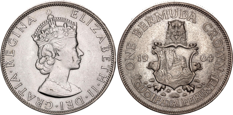 Bermuda 1 Crown 1964

KM# 14, N# 14208; Silver; Elizabeth II; London Mint; AUN...