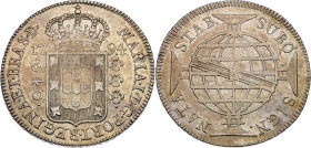 Brazil 640 Reis 1794 R

KM# 222.2, N# 36275; Silver; Maria I; Rio de Janeiro Mint; XF with nice toning