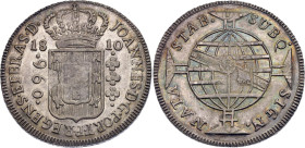 Brazil 960 Reis 1810 B

KM# 307.1, N# 23668; Silver; Joao; Bahia Mint; UNC with amazing toning