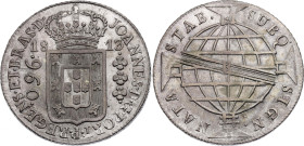 Brazil 960 Reis 1813 R

KM# 307.3, N# 23668; Silver; Joao; Rio de Janeiro Mint; AUNC