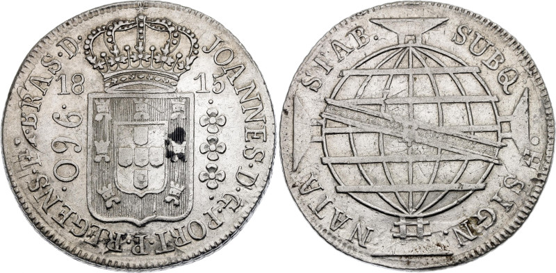 Brazil 960 Reis 1815 R

KM# 307.3, N# 23668; Silver; Joao; Rio de Janeiro Mint...