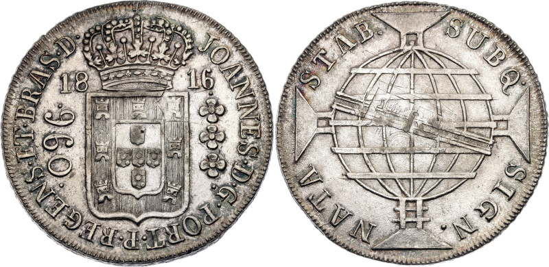 Brazil 960 Reis 1816 R

KM# 307.3, N# 23668; Silver; Joao; Rio de Janeiro Mint...