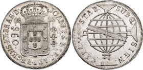 Brazil 960 Reis 1818 R

KM# 307.3, N# 23668; Silver; Joao; Rio de Janeiro Mint; UNC, cleaned