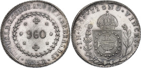 Brazil 960 Reis 1825 R

KM# 368.1, N# 36206; Silver; Pedro I; Rio de Janeiro Mint; XF+