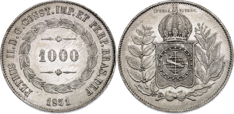 Brazil 1000 Reis 1851

KM# 459, N# 36148; Silver; Pedro II; XF