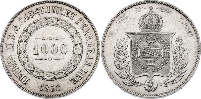 Brazil 1000 Reis 1853

KM# 465, N# 3671; Silver; Pedro II; XF