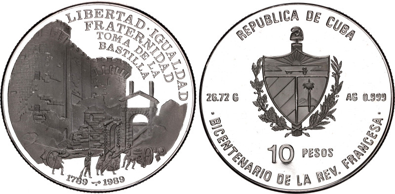 Cuba 10 Pesos 1989

KM# 240, N# 119878; Silver. Proof; Bastille