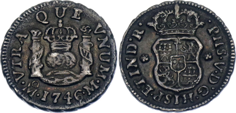 Mexico 1/2 Real 1746 Mo M

KM# 66, N# 28667; Silver; Felipe V; Mexico Mint; XF...