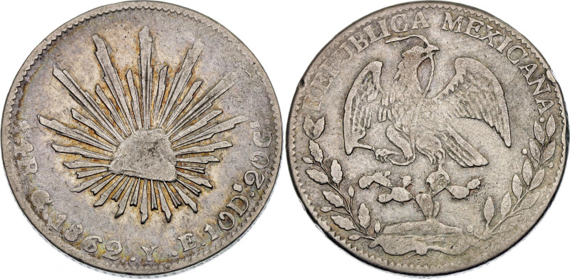 Mexico 4 Reales 1862 Go YE

KM# 375.4, N# 18149; Silver; Guanajuato Mint; VF+/...