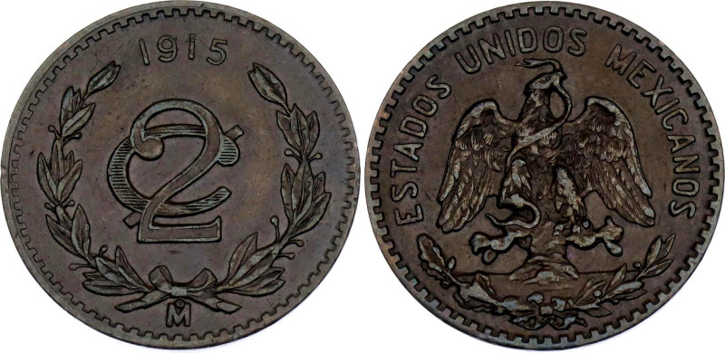 Mexico 2 Centavos 1915 Mo

KM# 420, N# 19394; Bronze; "Zapata Issue"; Mexico M...