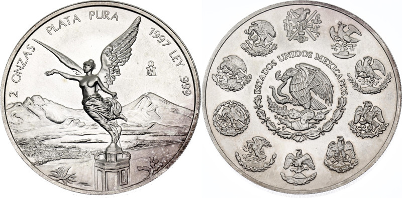 Mexico 2 Onzas 1997 Mo

KM# 614, N# 18808; Silver; "Libertad"; Mexico Mint; Mi...