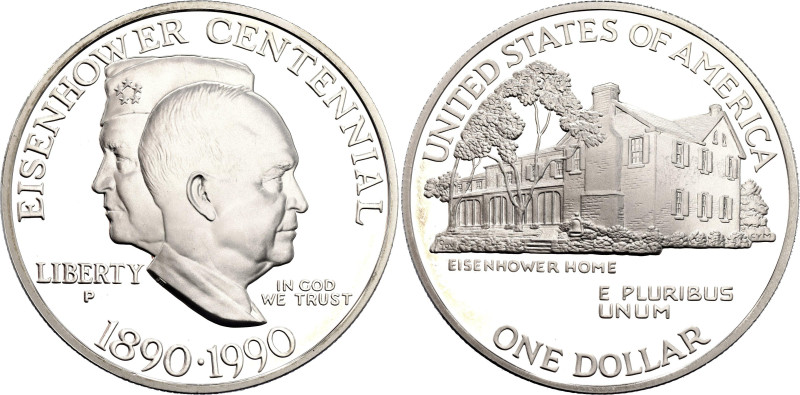 United States 1 Dollar 1990 P

KM# 227, N# 20573; Silver., Proof; Eisenhower C...