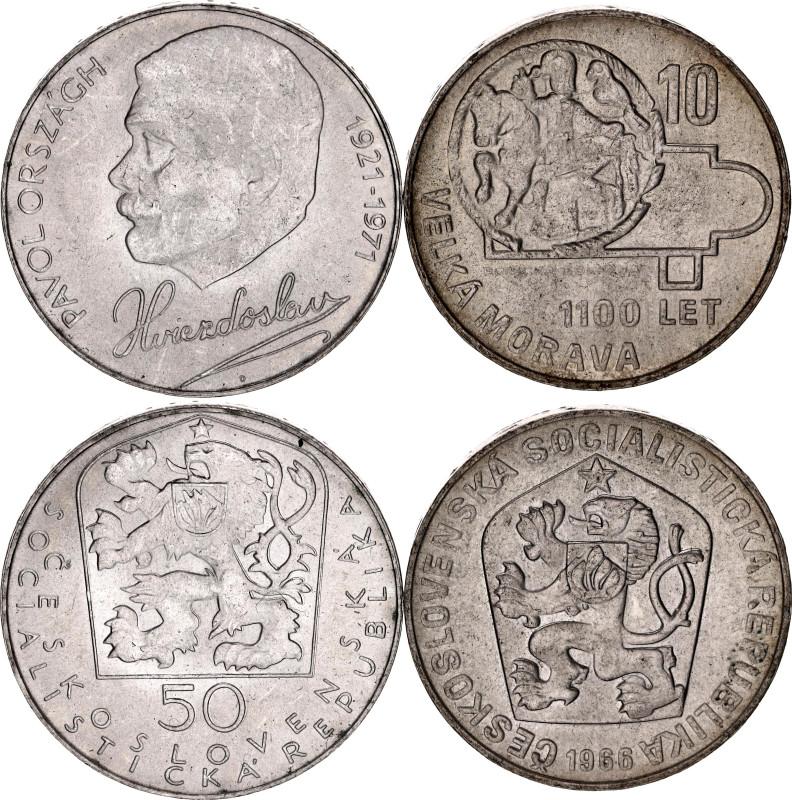 Czechoslovakia 10 - 50 Korun 1966 -1971

KM# 61, 72; Silver; 1100th Anniversar...