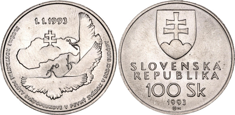 Slovakia 100 Korun 1993

KM# 16, N# 14338; Silver; National Independence; Mint...