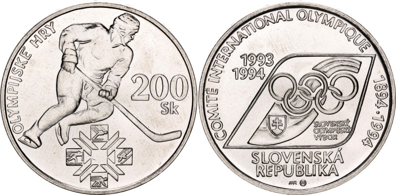 Slovakia 200 Korun 1994

KM# 21, N# 23345; Silver; 100th Anniversary - Olympic...