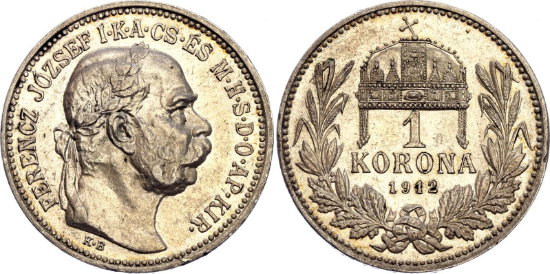 Hungary 1 Korona 1912 KB

KM# 492, N# 12865; Silver; Franz Joseph I; Kremnitz ...