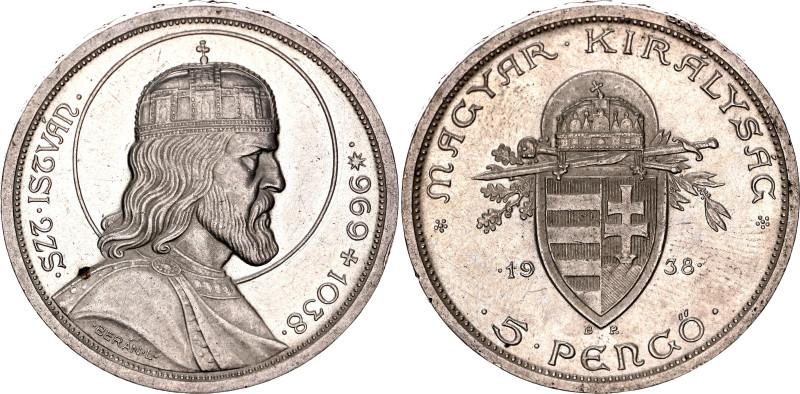 Hungary 5 Pengo 1939 BP

KM# 516, ÉH# 1508, N# 6490; Silver; 900th Anniversary...