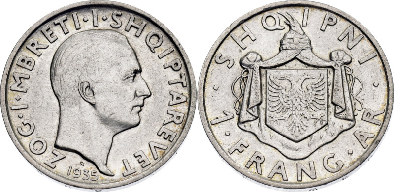 Albania 1 Frang Ar 1935 R

KM# 16, N# 11784; Silver; Zog I; Rome Mint; AUNC-; ...