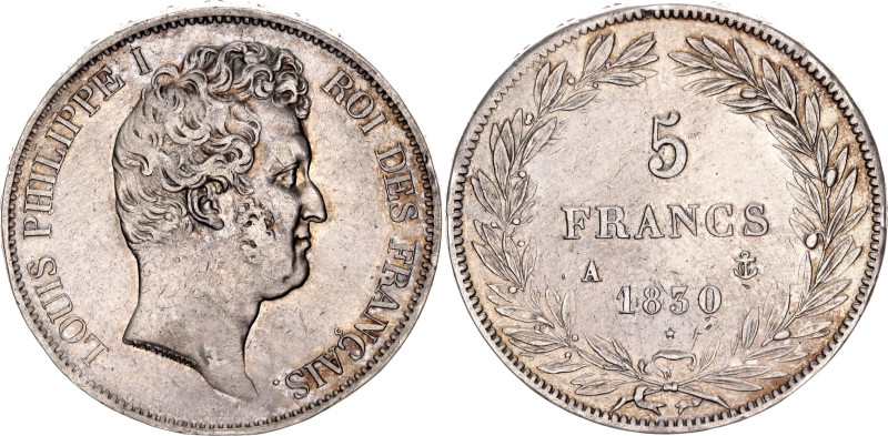 France 5 Francs 1830 A

KM# 736.1, N# 19082; Silver; Louis Philippe I; Paris M...