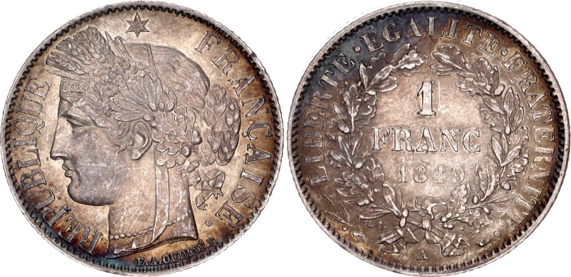 France 1 Franc 1849 A

KM# 759.1, N# 1169; Silver; Paris Mint; UNC with amazin...