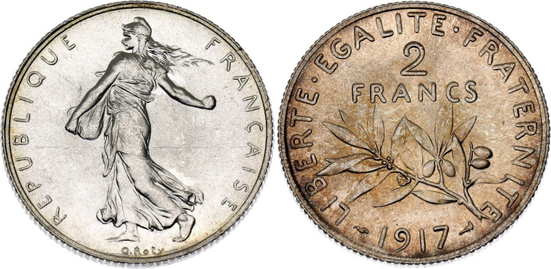 France 2 Francs 1917

KM# 845.1, Gad# 532, N# 680; Silver; Paris Mint; UNC wit...