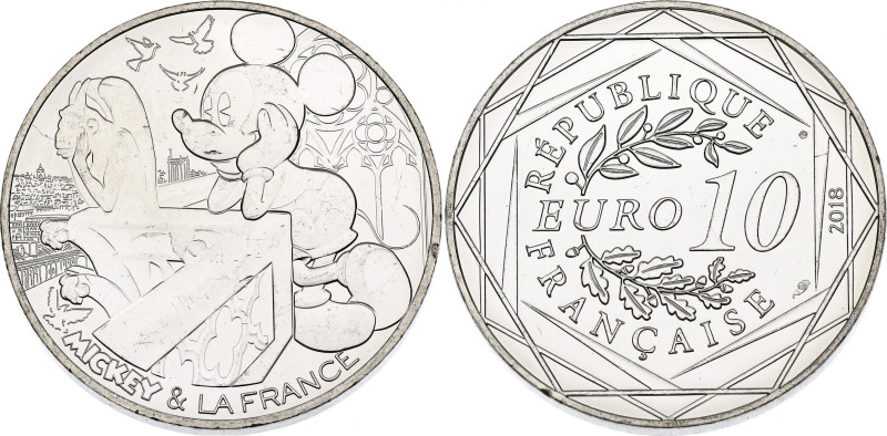 France 10 Euro 2018

KM# 2473, N# 149893; Silver; Mickey - Notre-Dame de Paris...