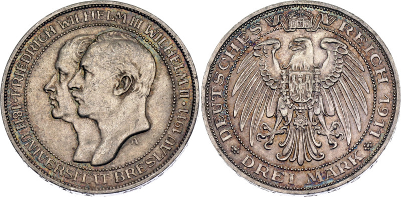 Germany - Empire Prussia 3 Mark 1911 A

KM# 531, J# 108, N# 13476; Silver; Wil...