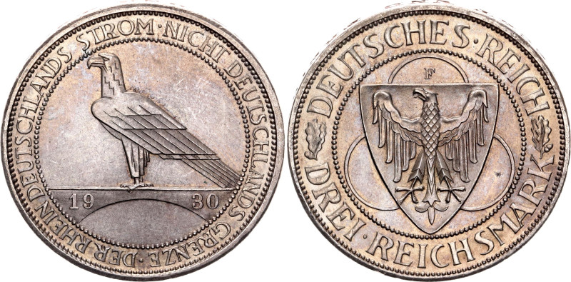 Germany - Weimar Republic 3 Reichsmark 1930 F

KM# 70, J# 345, N# 15905; Silve...