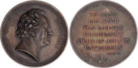 Germany - Weimar Republic Bronze Medal "100th Anniversary of Goethe's Death" 1932

Bronze 28.76 g., 38.2 mm.; Obv: Bust of Goethe / Rev: ZUM 100 TOD...