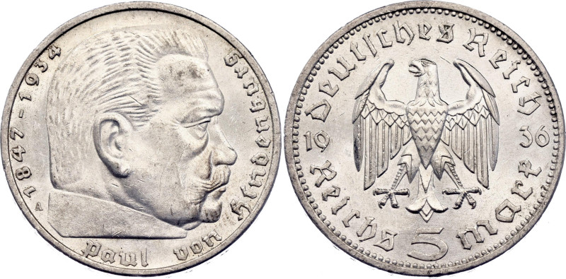 Germany - Third Reich 5 Reichsmark 1935 A

KM# 86, AKS# 27, N# 2544; Silver; P...