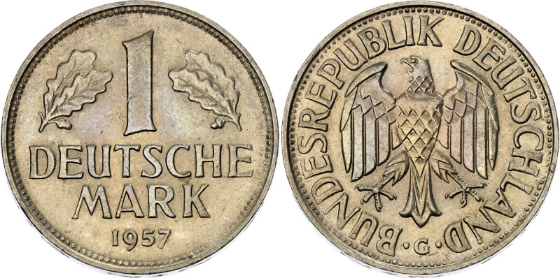 Germany - FRG 1 Deutsche Mark 1957 G

KM# 110, N# 846; Copper-nickel; Karlsruh...