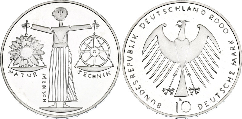 Germany - FRG 10 Mark 2000 A

KM# 199, J# 474, N# 13404; Silver; Expo 2000; Be...