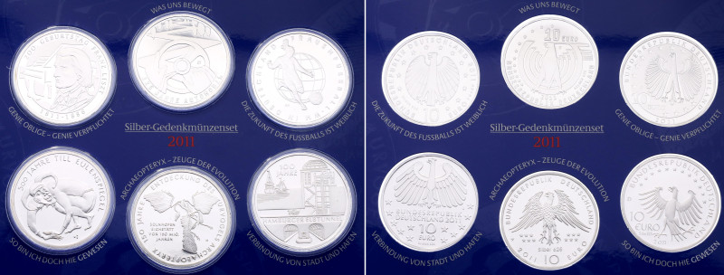 Germany - FRG Annual Proof Set 6 x 10 Euro 2011

KM# PS232 (KM#295, 296a, 299a...