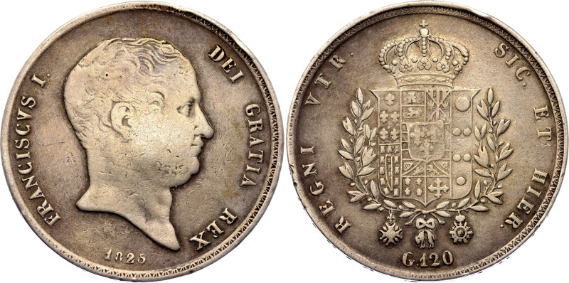Italian States Kingdom of the Two Sicilies 120 Grana 1825

KM# 294, Dav ECT# 1...