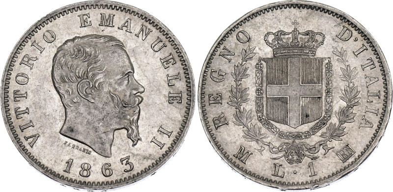 Italy 1 Lira 1863 M BN

KM# 5a.1, N# 7216; Silver; Vittorio Emanuele II; Milan...