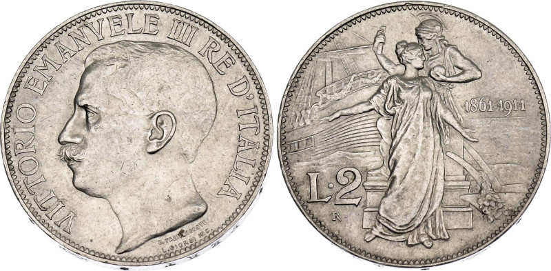 Italy 2 Lire 1911 R

KM# 52, N# 31833; Silver; Vittorio Emanuele III; 50th Ann...