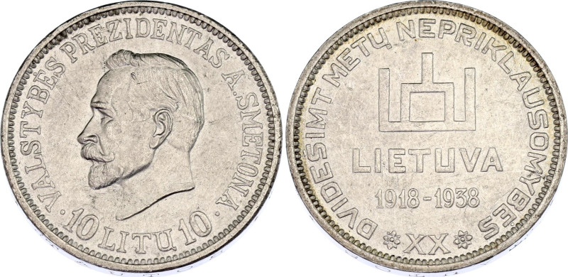 Lithuania 10 Litu 1938

KM# 84, N# 12410; Silver; 20th Anniversary of Republic...