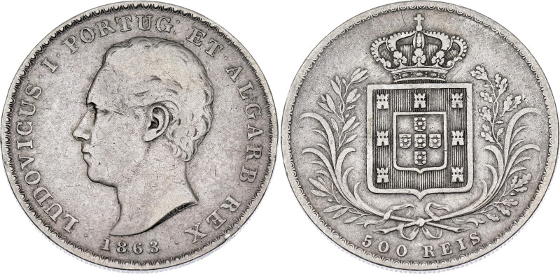 Portugal 500 Reis 1863

KM# 509, N# 19660; Silver; Luis I; Mintage 148000 pcs....