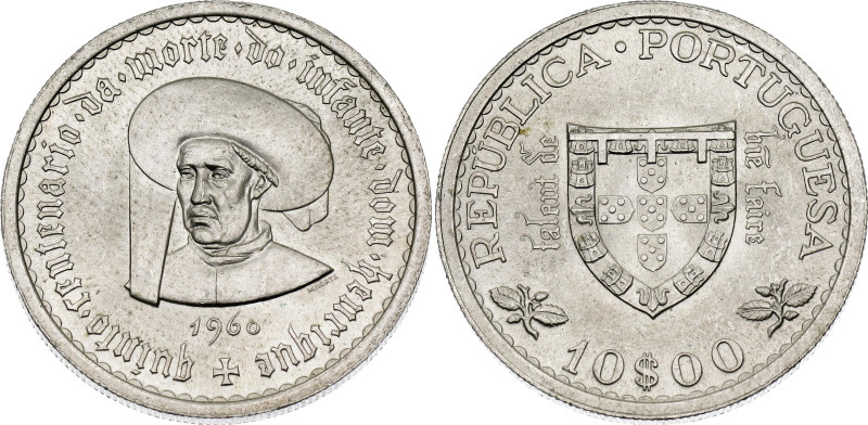 Portugal 10 Escudos 1960

KM# 588, N# 11160; Silver; Prince Henry the Navigato...