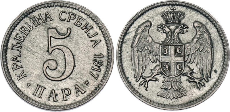 Serbia 5 Para 1917

KM# 18, N# 6222; Copper-Nickel; Peter I; UNC