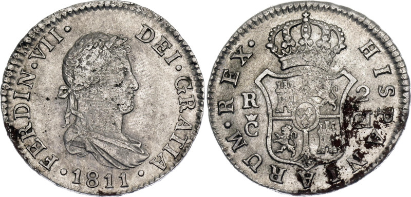 Spain 2 Reales 1811 CI

KM# 460.1, Cal# 837, N# 14871; Silver; Fernando VII; C...