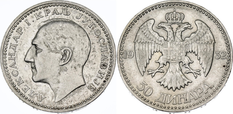 Yugoslavia 50 Dinara 1932

KM# 16, N# 16520; Silver; Alexander I; Belgrade Min...