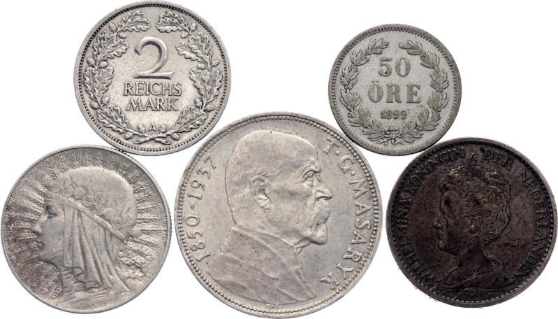 Europe Lot of 5 Coins 1899 - 1937

Silver., Total weight: 47.75 g.; Various Co...