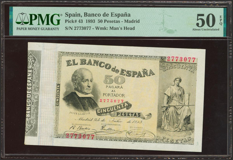 50 Pesetas. 24 de Julio de 1893. Sin serie. (Edifil 2021: 301, Pick 43). Raro, e...