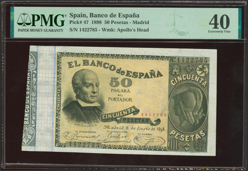 50 Pesetas. 2 de Enero de 1898. Sin serie. (Edifil 2021: 304, Pick 47). Rarísimo...