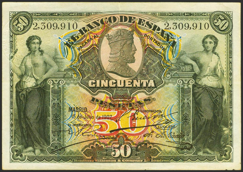 Conjunto de 3 billetes del 25 pesetas, 50 Pesetas y 1000 Pesetas emitidos el 24 ...