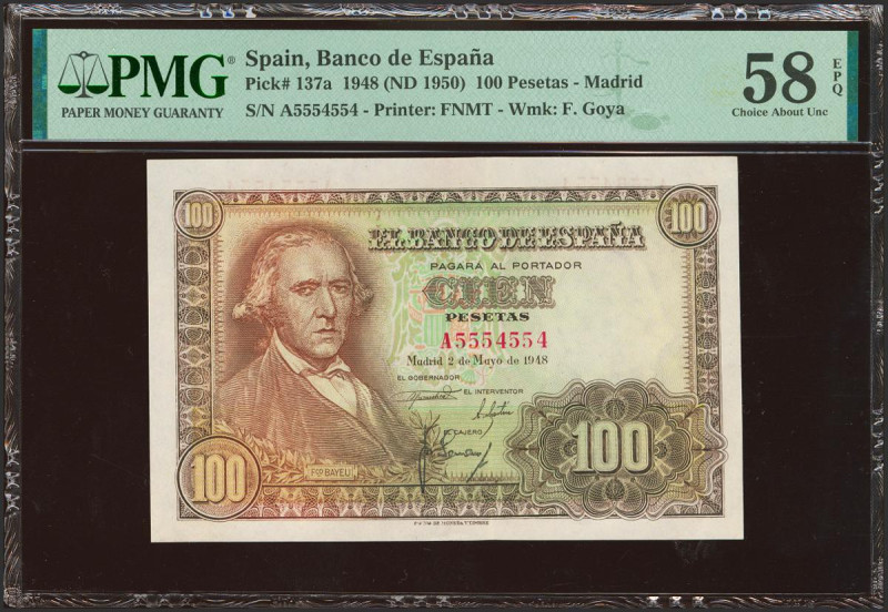 100 Pesetas. 2 de Mayo de 1948. Serie A. (Edifil 2021: 456a, Pick: 137a). Aprest...