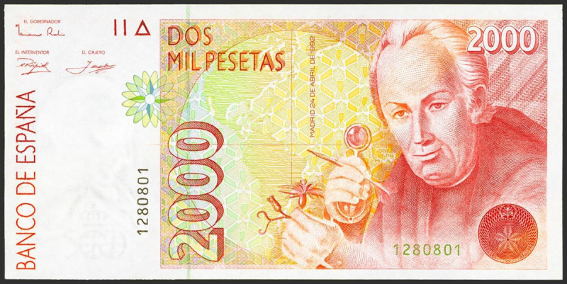 2000 Pesetas. 24 de Abril de 1992. Sin serie. (Edifil 2021: 482, Pick: 164). SC.