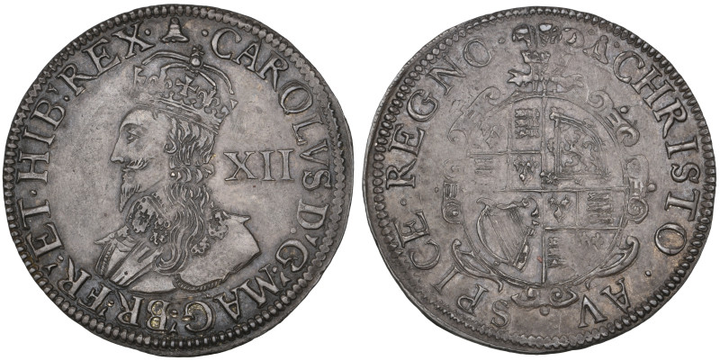 Charles I, Tower mint, shilling, Group E, piece of Fine Work, m.m. bell, obv., c...