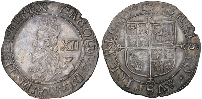 Charles I, Tower mint, shilling, Group F [North Group E], m.m. tun, obv., crowne...